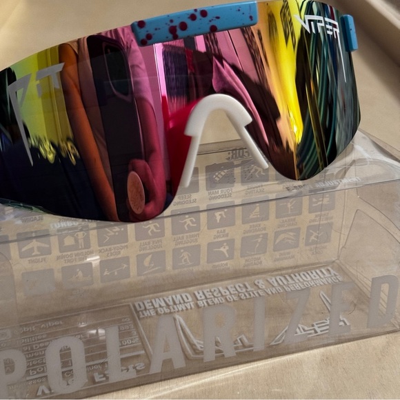 NWT - Polarized Pit Viper Sunglasses - Splatter Design, Blue Frame - Picture 2 of 7